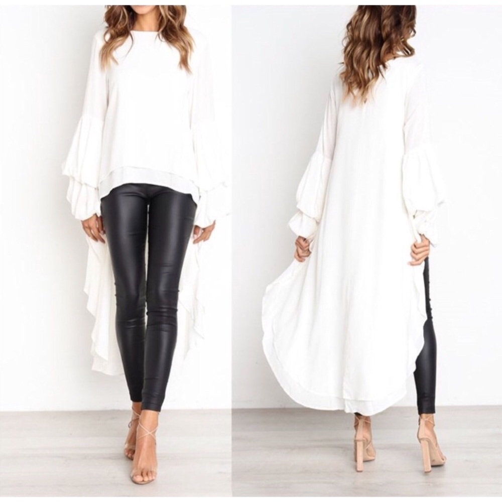 Black or White High-Low Blouse - Picture 2 of 7